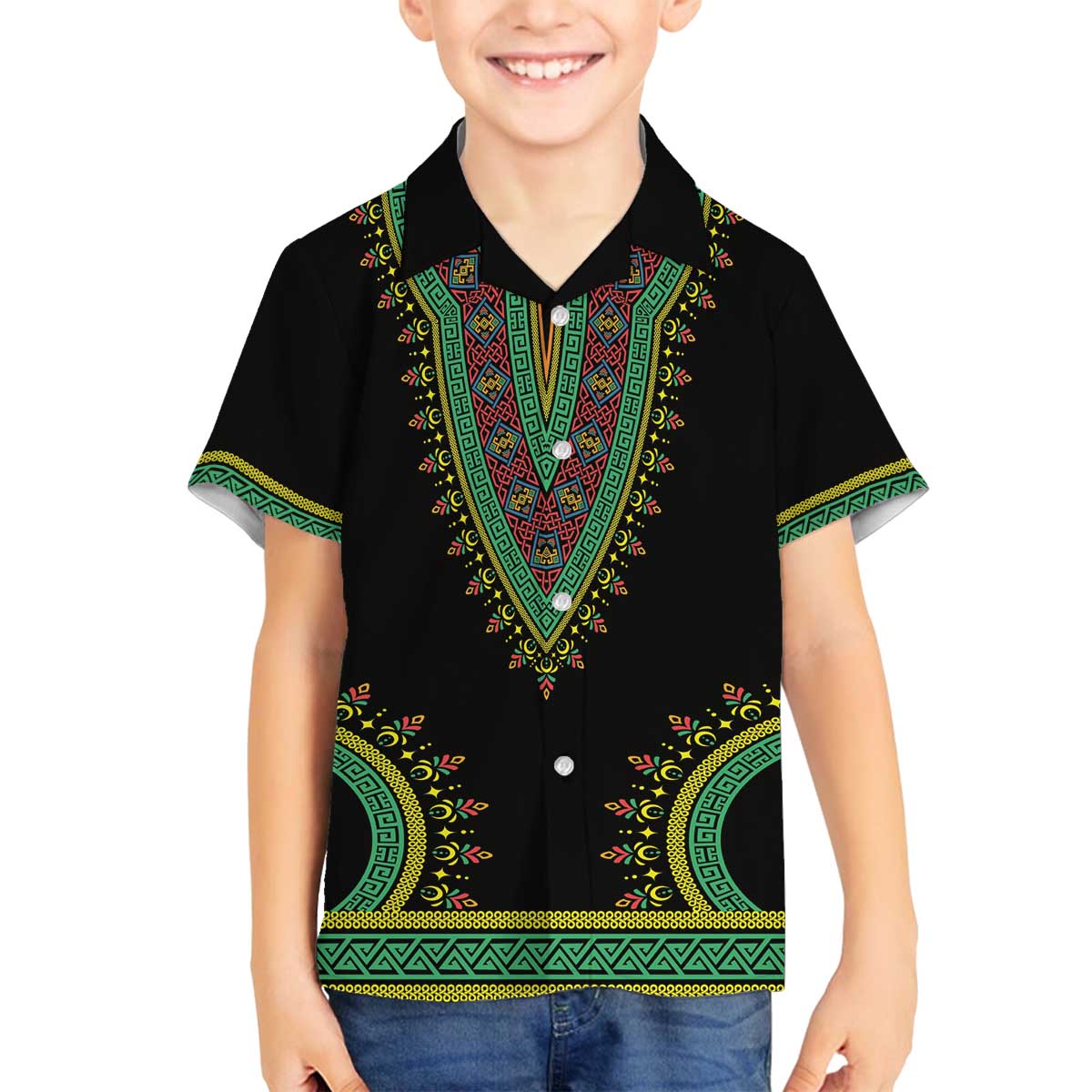 Liberia Coat of Arms Family Matching Off The Shoulder Long Sleeve Dress and Hawaiian Shirt African Dashiki Style