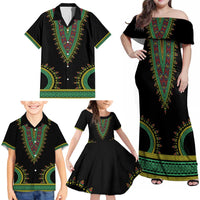 Liberia Coat of Arms Family Matching Off Shoulder Maxi Dress and Hawaiian Shirt African Dashiki Style