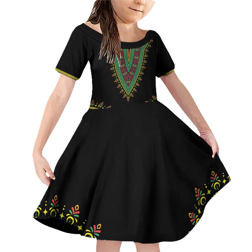 Liberia Coat of Arms Family Matching Off Shoulder Short Dress and Hawaiian Shirt African Dashiki Style