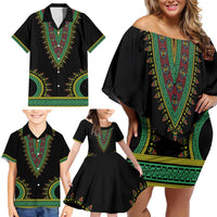Liberia Coat of Arms Family Matching Off Shoulder Short Dress and Hawaiian Shirt African Dashiki Style