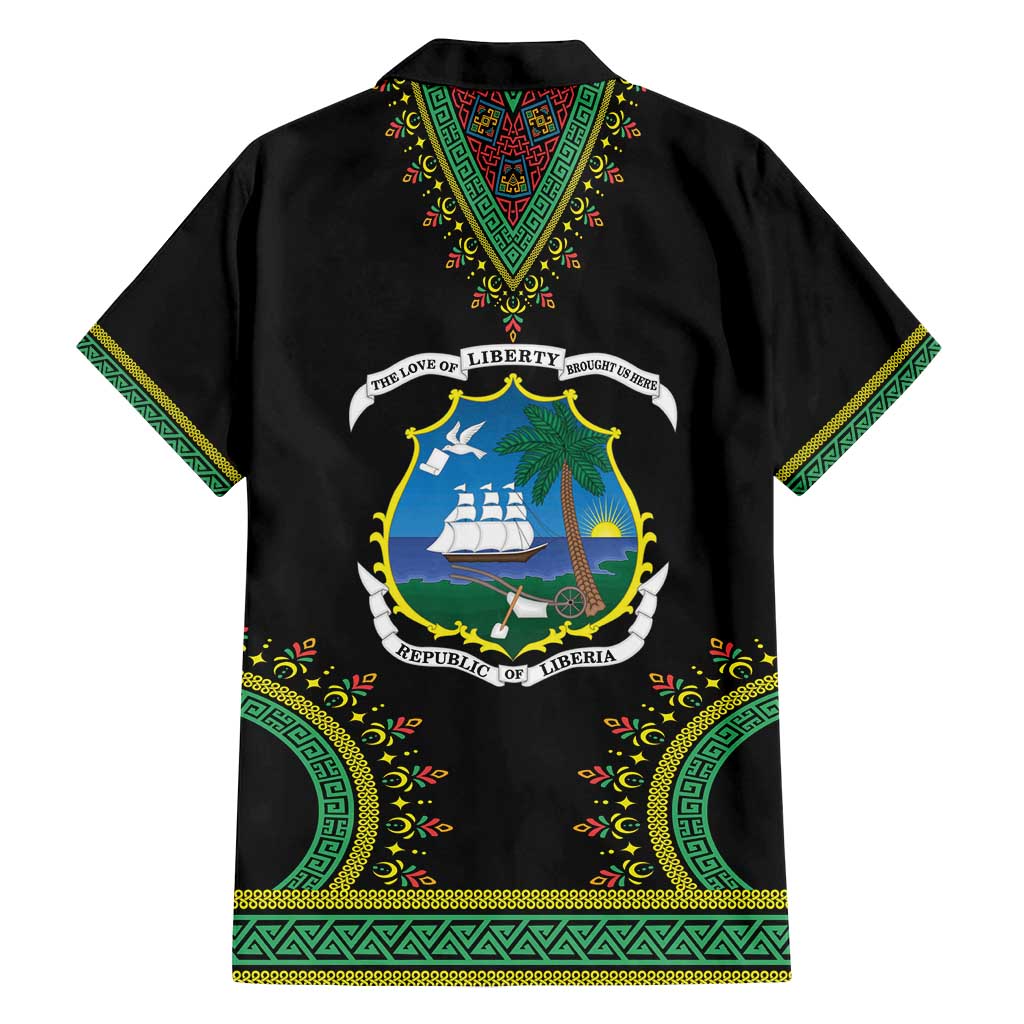Liberia Coat of Arms Family Matching Off Shoulder Short Dress and Hawaiian Shirt African Dashiki Style