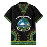 Liberia Coat of Arms Family Matching Off Shoulder Short Dress and Hawaiian Shirt African Dashiki Style