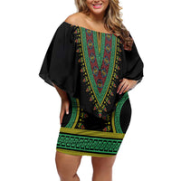 Liberia Coat of Arms Family Matching Off Shoulder Short Dress and Hawaiian Shirt African Dashiki Style