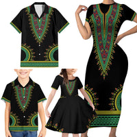 Liberia Coat of Arms Family Matching Short Sleeve Bodycon Dress and Hawaiian Shirt African Dashiki Style