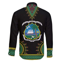 Liberia Coat of Arms Family Matching Short Sleeve Bodycon Dress and Hawaiian Shirt African Dashiki Style