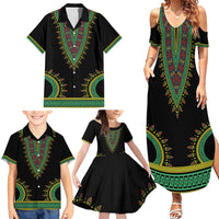 Liberia Coat of Arms Family Matching Summer Maxi Dress and Hawaiian Shirt African Dashiki Style