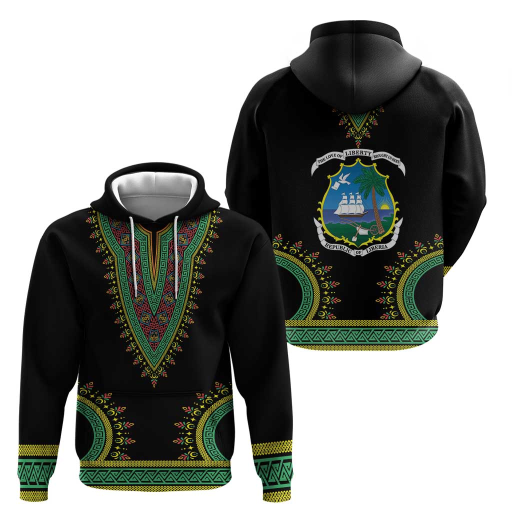 Liberia Coat of Arms Hoodie African Dashiki Style