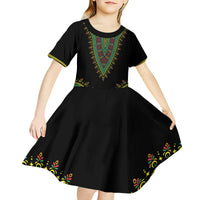 Liberia Coat of Arms Kid Short Sleeve Dress African Dashiki Style
