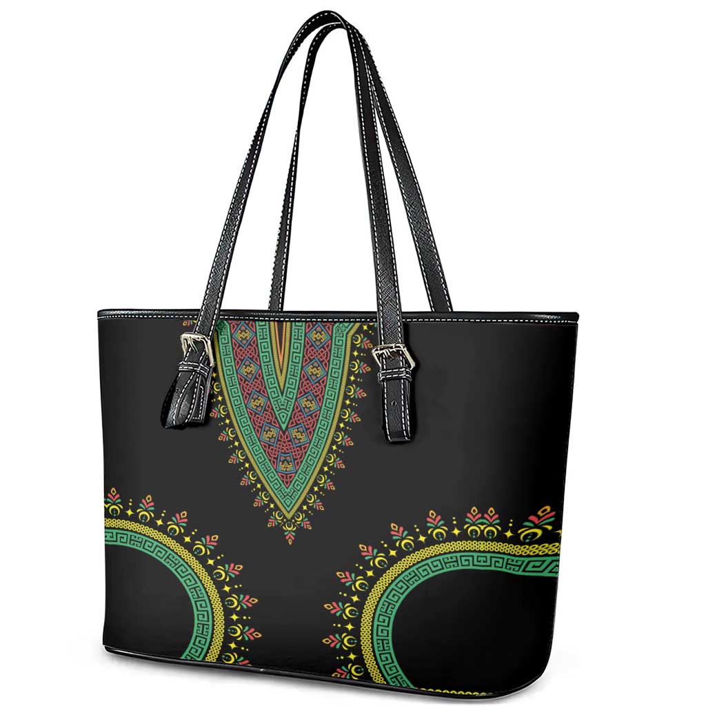 Liberia Coat of Arms Leather Tote Bag African Dashiki Style