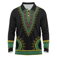 Liberia Coat of Arms Long Sleeve Polo Shirt African Dashiki Style