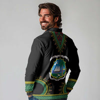 Liberia Coat of Arms Long Sleeve Polo Shirt African Dashiki Style