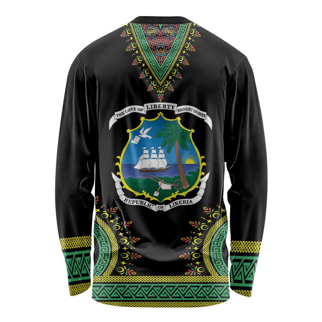 Liberia Coat of Arms Long Sleeve Shirt African Dashiki Style