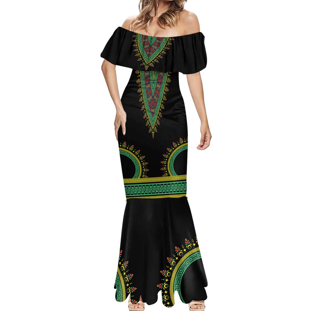 Liberia Coat of Arms Mermaid Dress African Dashiki Style