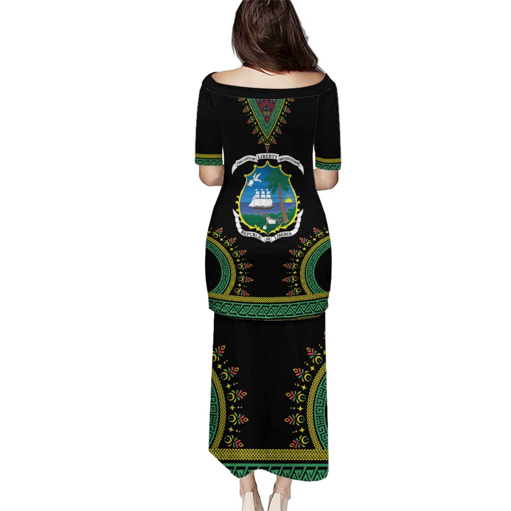 Liberia Coat of Arms Puletasi African Dashiki Style