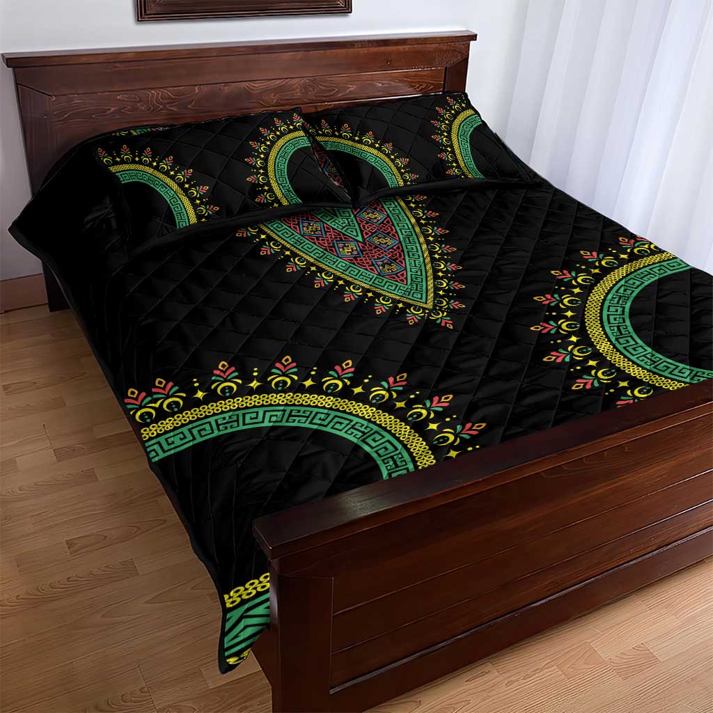 Liberia Coat of Arms Quilt Bed Set African Dashiki Style