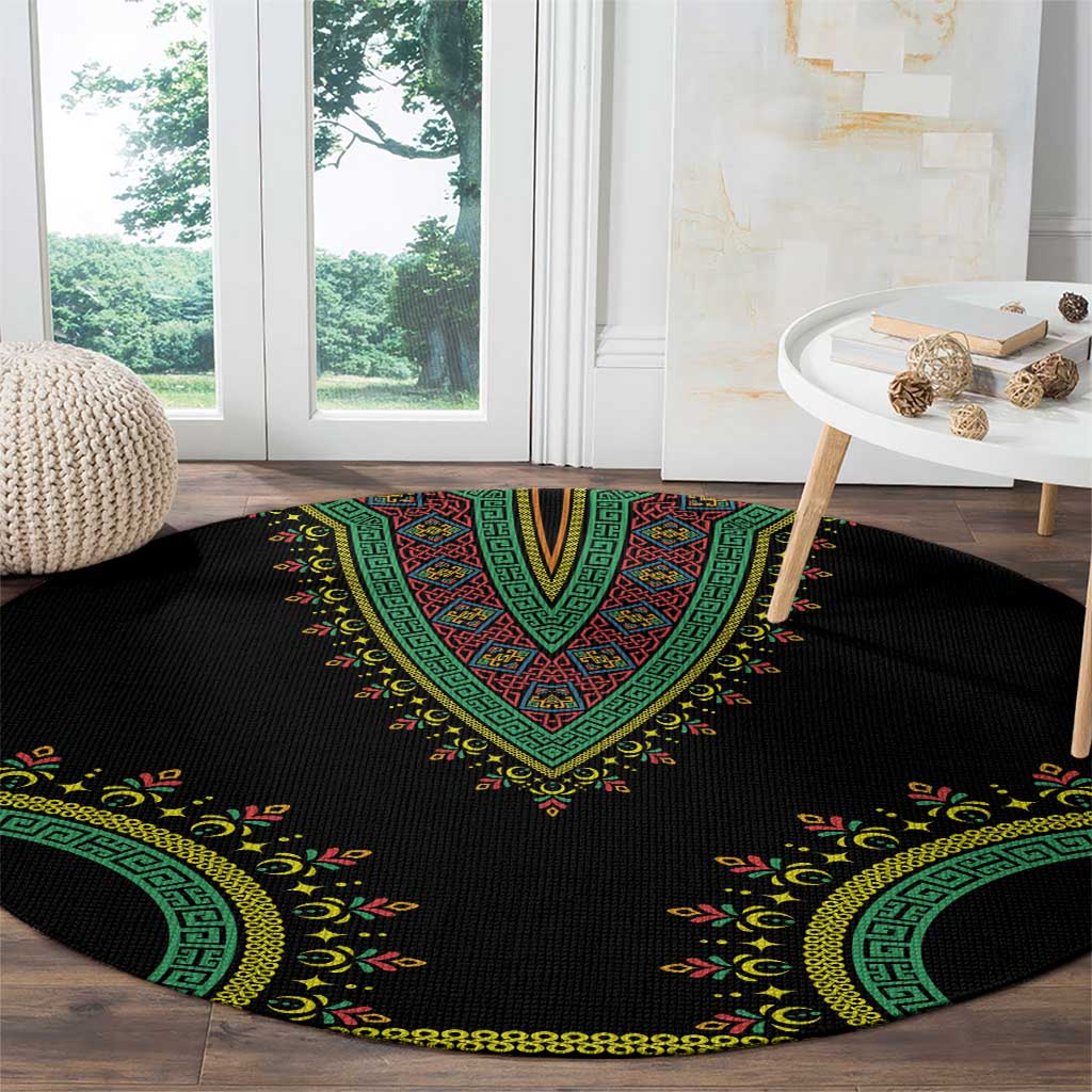 Liberia Coat of Arms Round Carpet African Dashiki Style