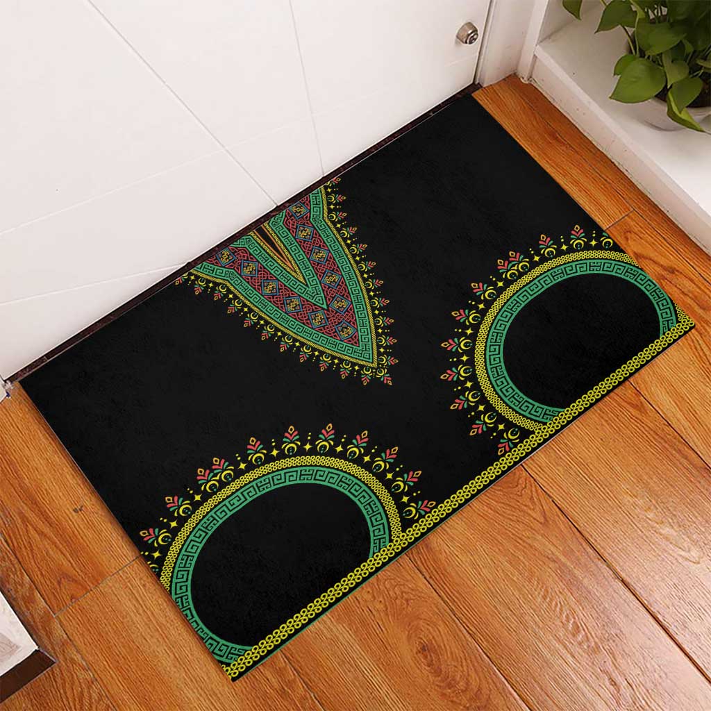 Liberia Coat of Arms Rubber Doormat African Dashiki Style