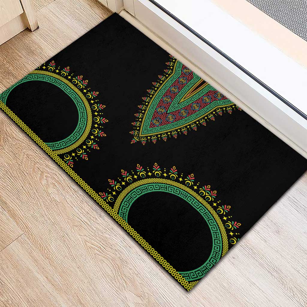Liberia Coat of Arms Rubber Doormat African Dashiki Style