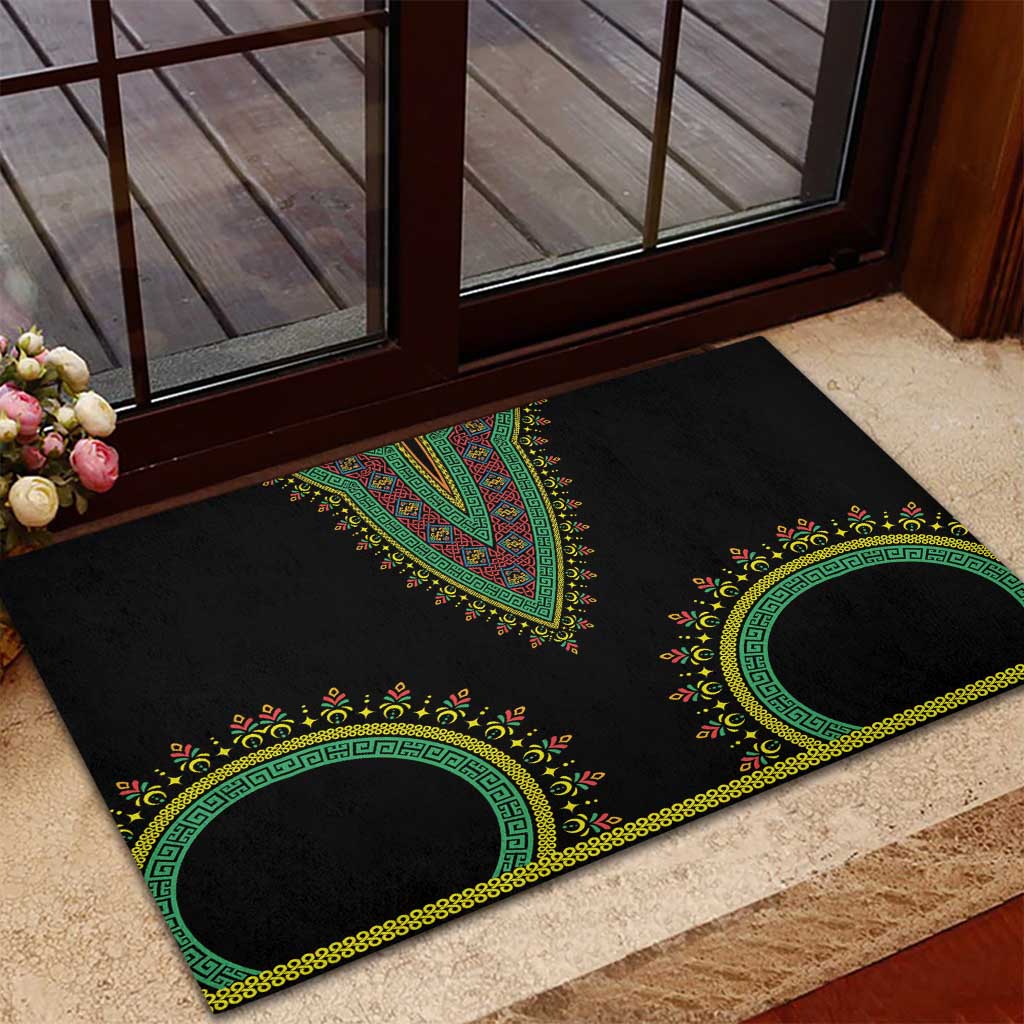 Liberia Coat of Arms Rubber Doormat African Dashiki Style