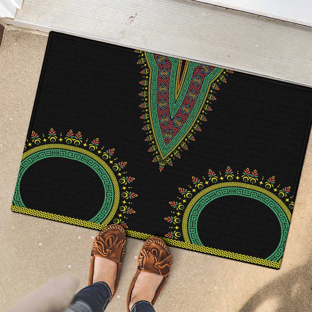 Liberia Coat of Arms Rubber Doormat African Dashiki Style