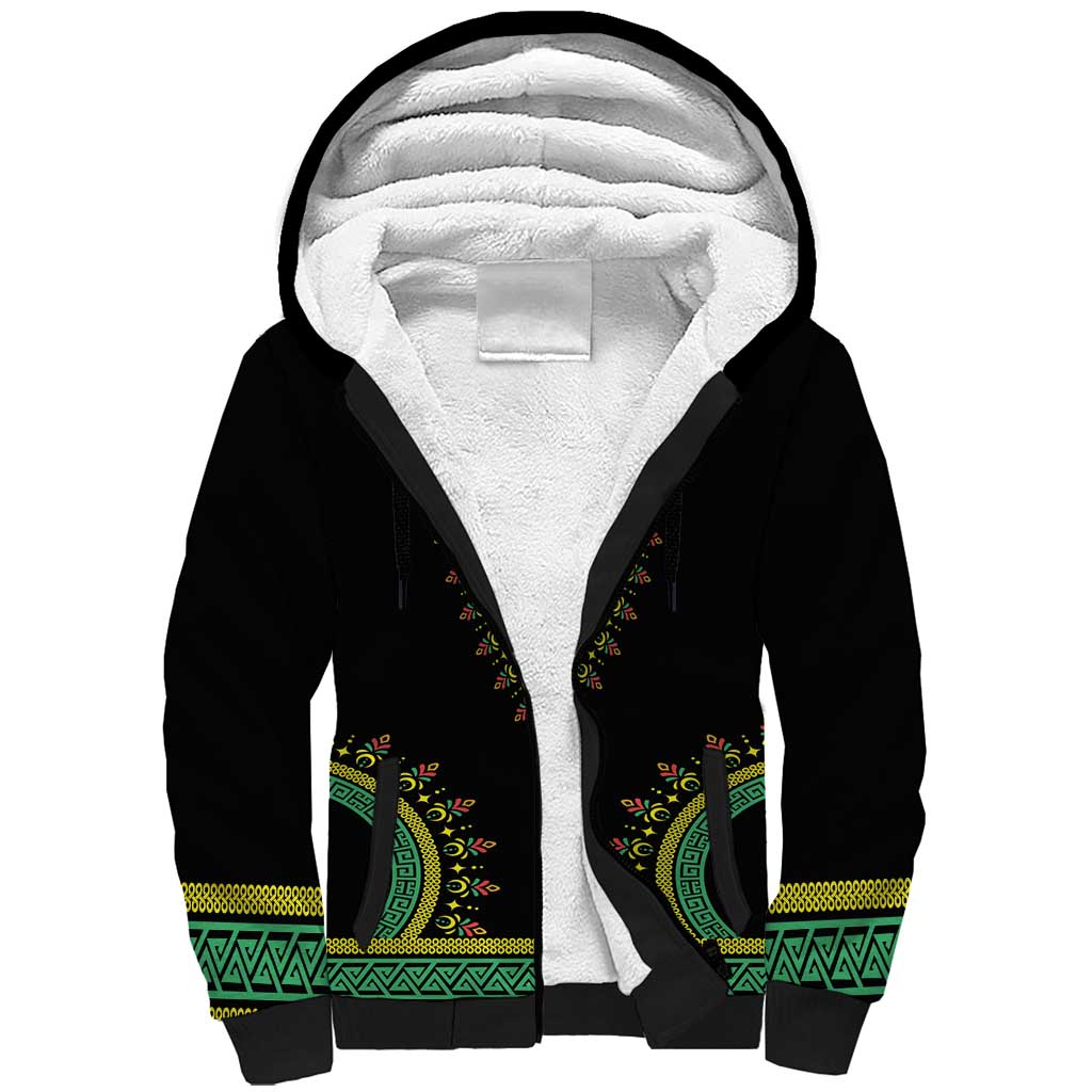 Liberia Coat of Arms Sherpa Hoodie African Dashiki Style