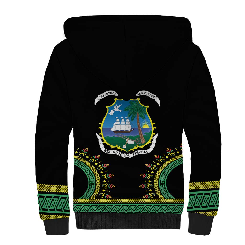 Liberia Coat of Arms Sherpa Hoodie African Dashiki Style