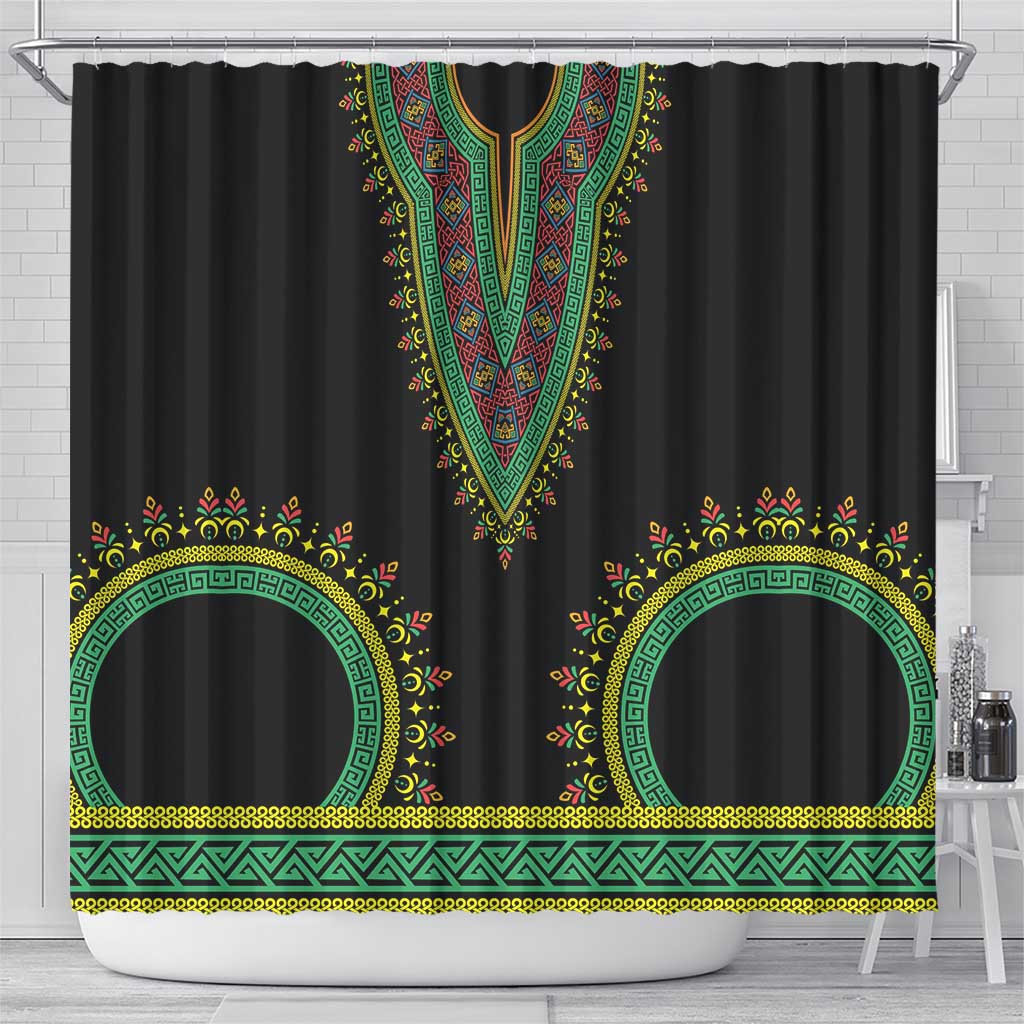 Liberia Coat of Arms Shower Curtain African Dashiki Style