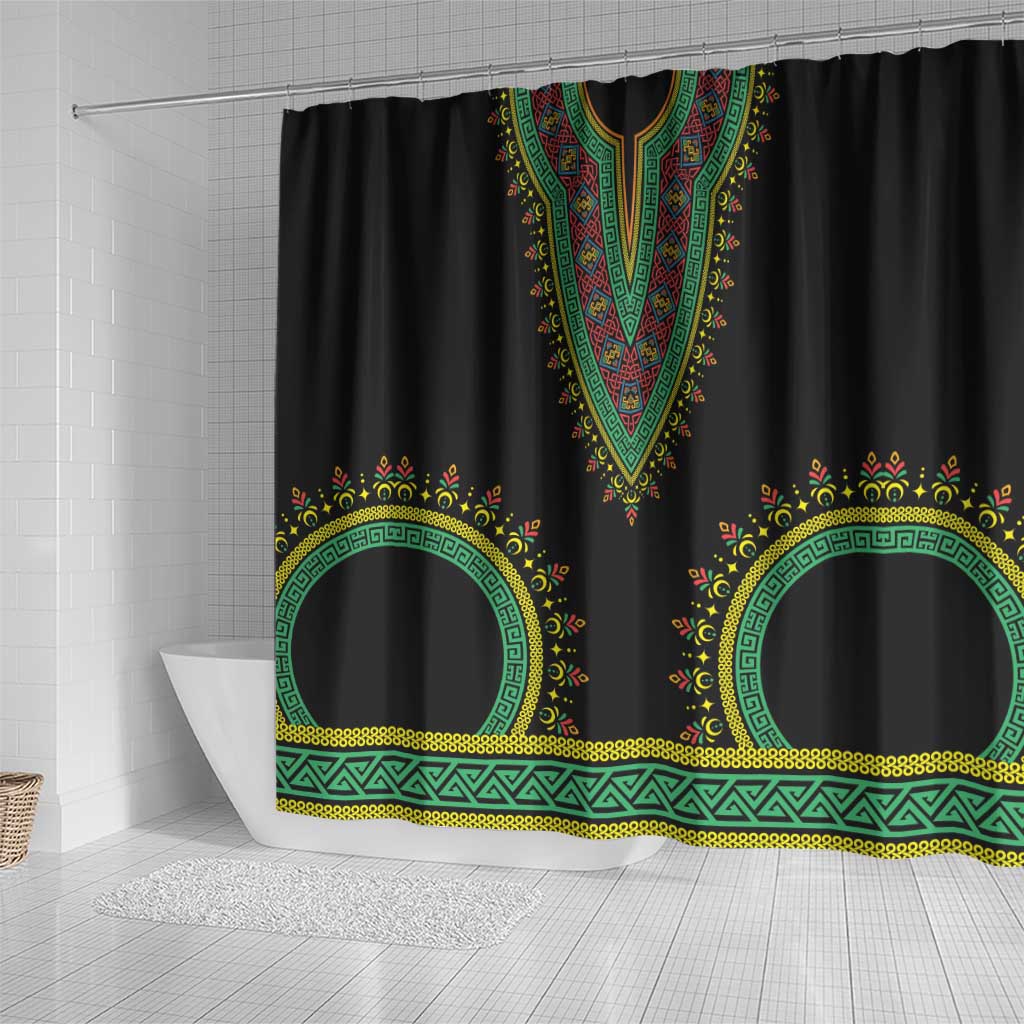 Liberia Coat of Arms Shower Curtain African Dashiki Style