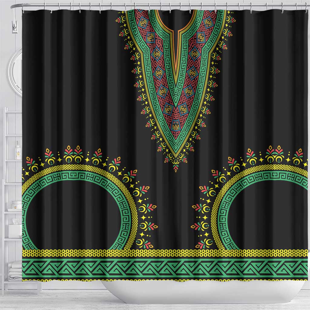 Liberia Coat of Arms Shower Curtain African Dashiki Style