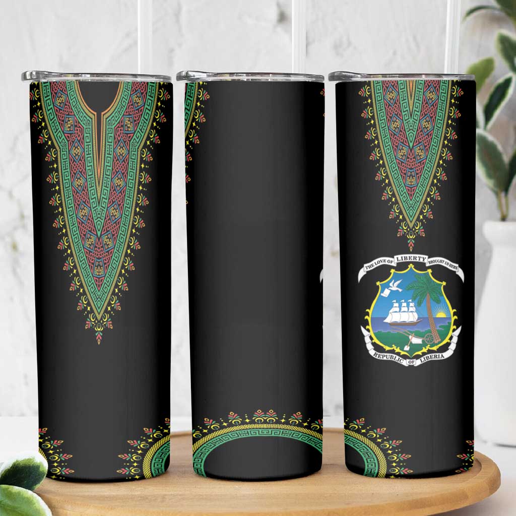 Liberia Coat of Arms Skinny Tumbler African Dashiki Style