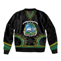 Liberia Coat of Arms Sleeve Zip Bomber Jacket African Dashiki Style