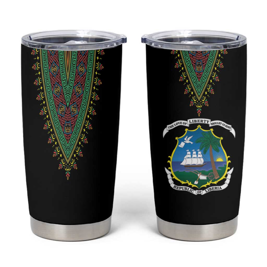 Liberia Coat of Arms Tumbler Cup African Dashiki Style