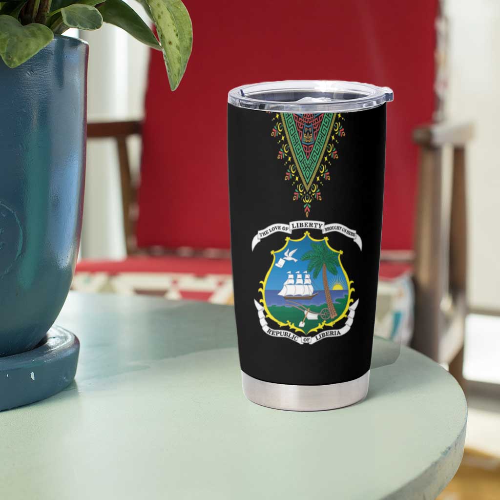 Liberia Coat of Arms Tumbler Cup African Dashiki Style