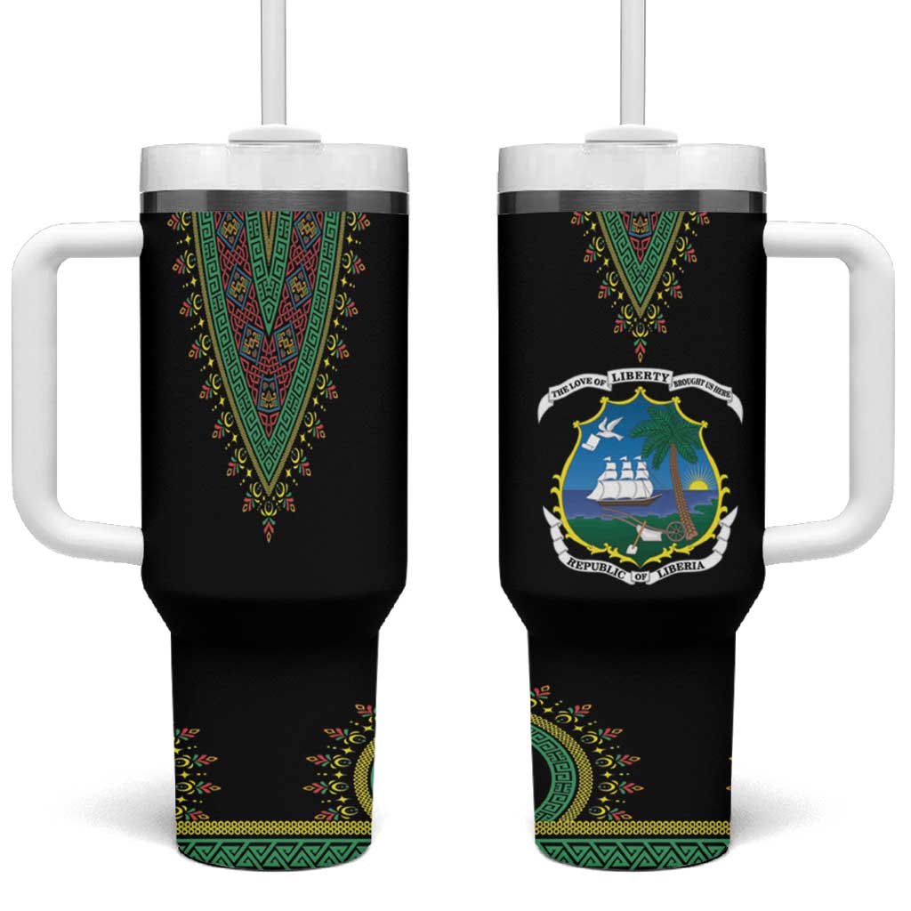 Liberia Coat of Arms Tumbler With Handle African Dashiki Style