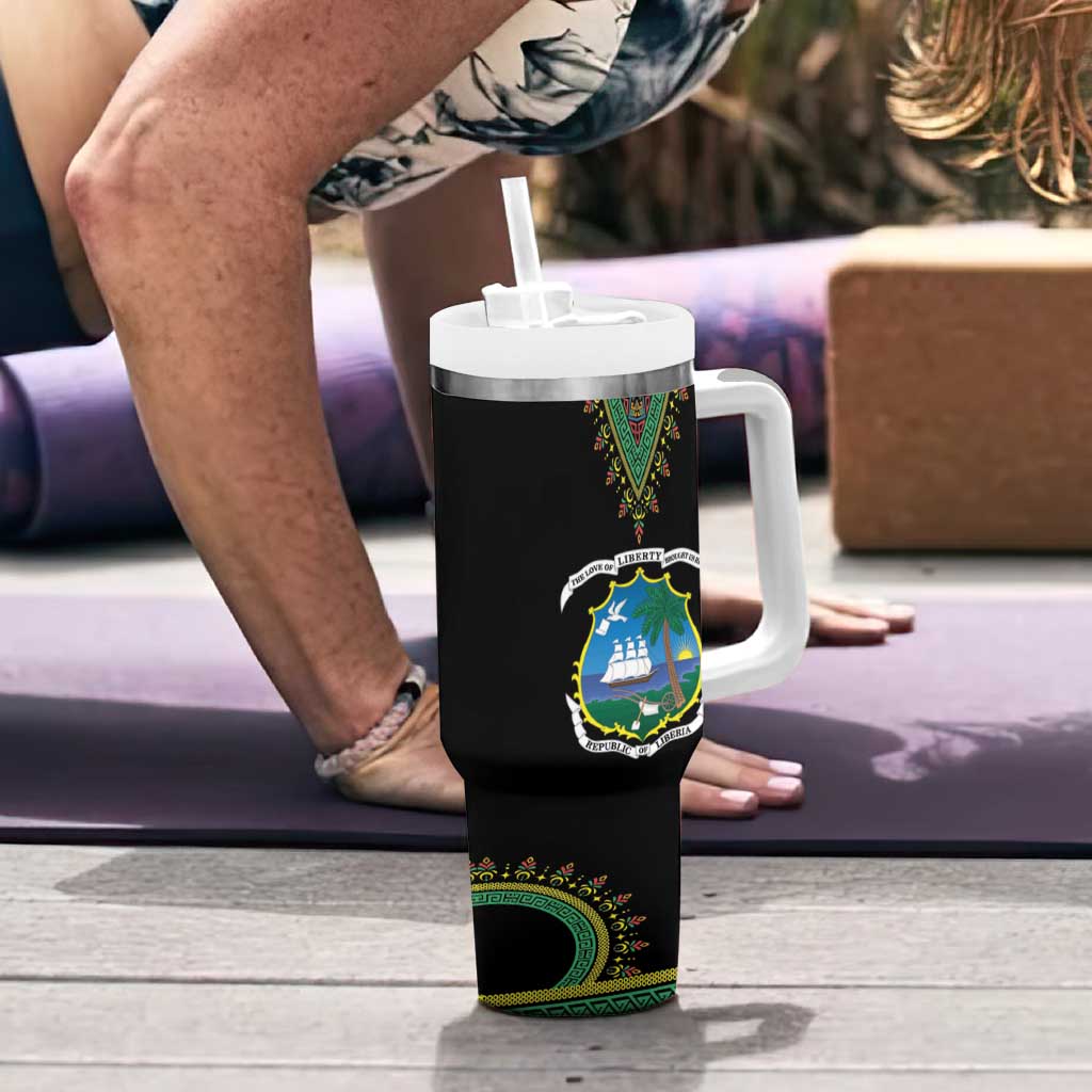 Liberia Coat of Arms Tumbler With Handle African Dashiki Style
