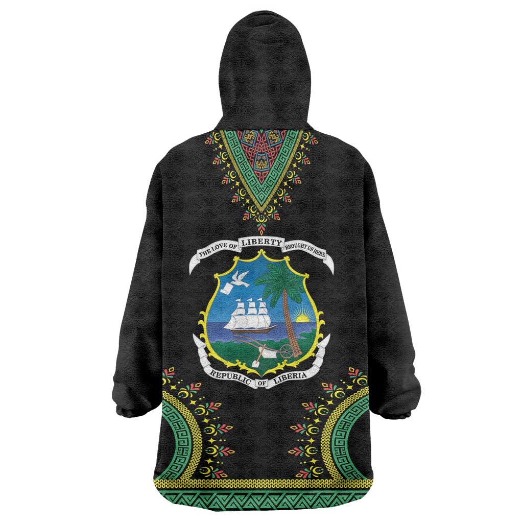 Liberia Coat of Arms Wearable Blanket Hoodie African Dashiki Style