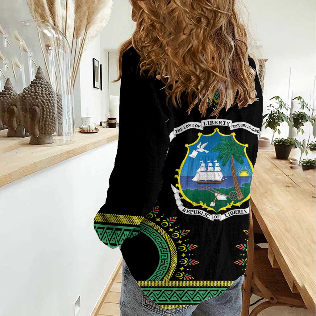 Liberia Coat of Arms Women Casual Shirt African Dashiki Style