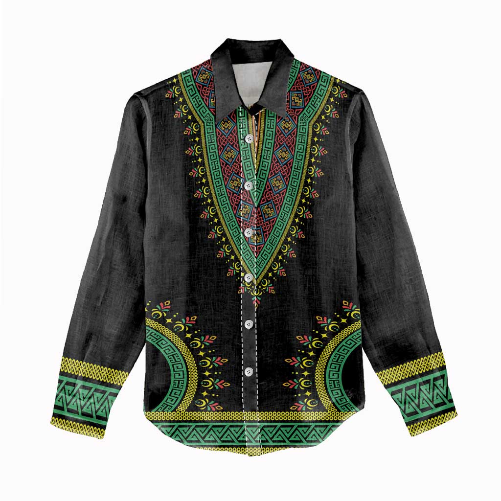 Liberia Coat of Arms Women Casual Shirt African Dashiki Style