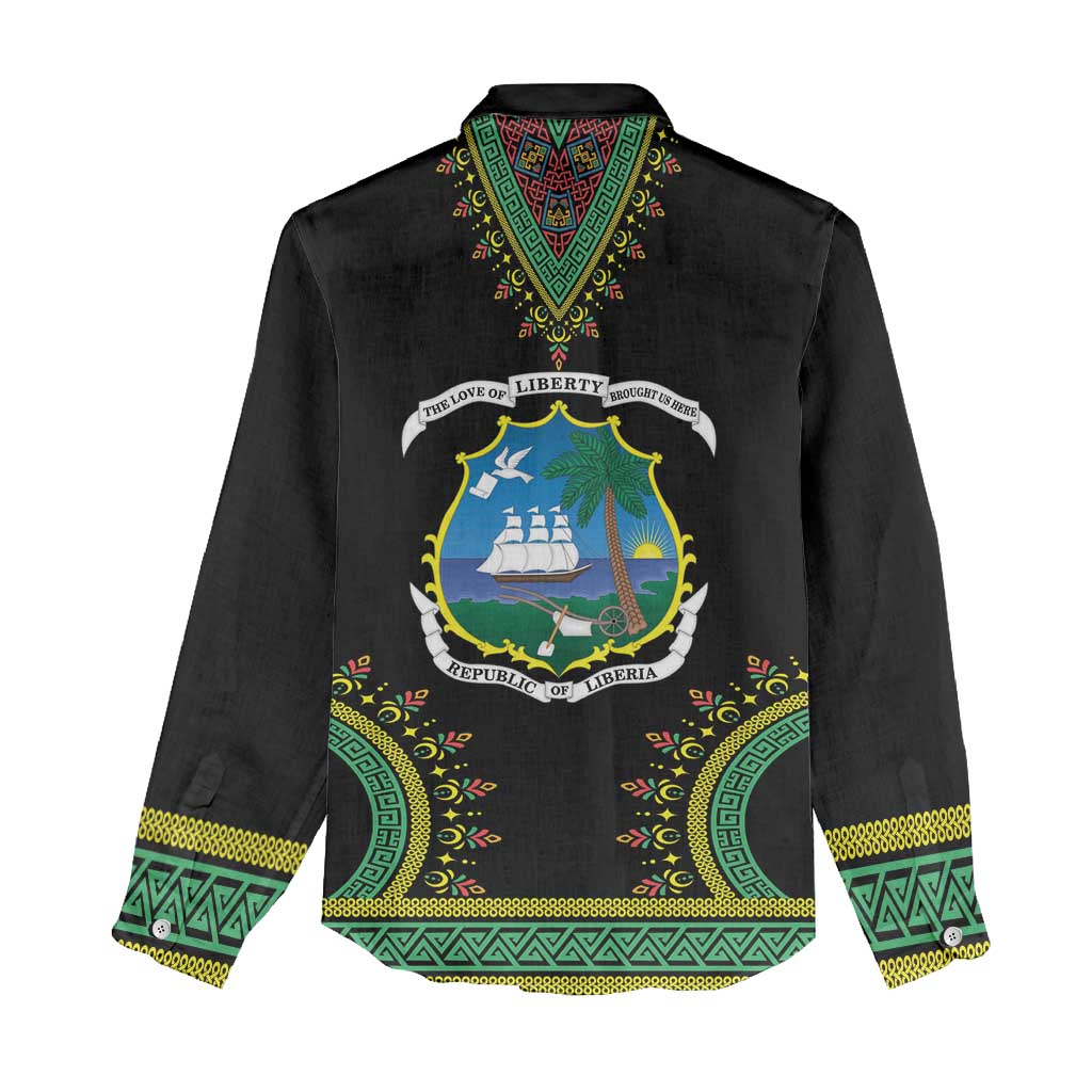 Liberia Coat of Arms Women Casual Shirt African Dashiki Style