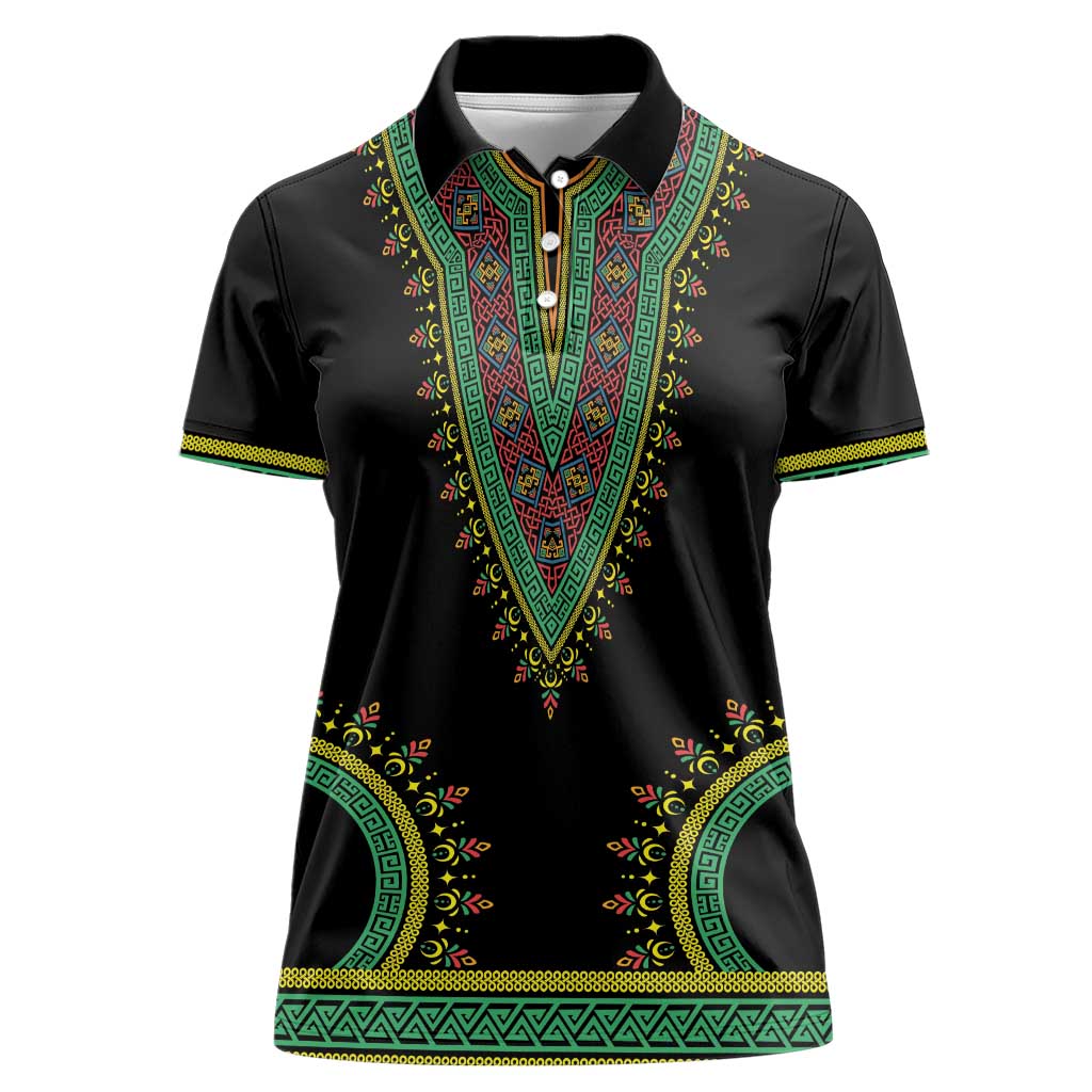 Liberia Coat of Arms Women Polo Shirt African Dashiki Style