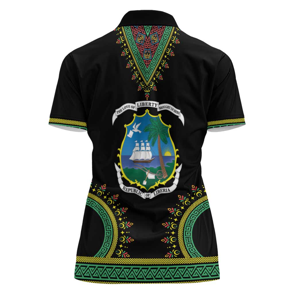 Liberia Coat of Arms Women Polo Shirt African Dashiki Style