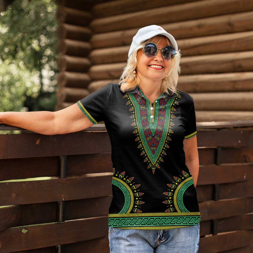 Liberia Coat of Arms Women Polo Shirt African Dashiki Style