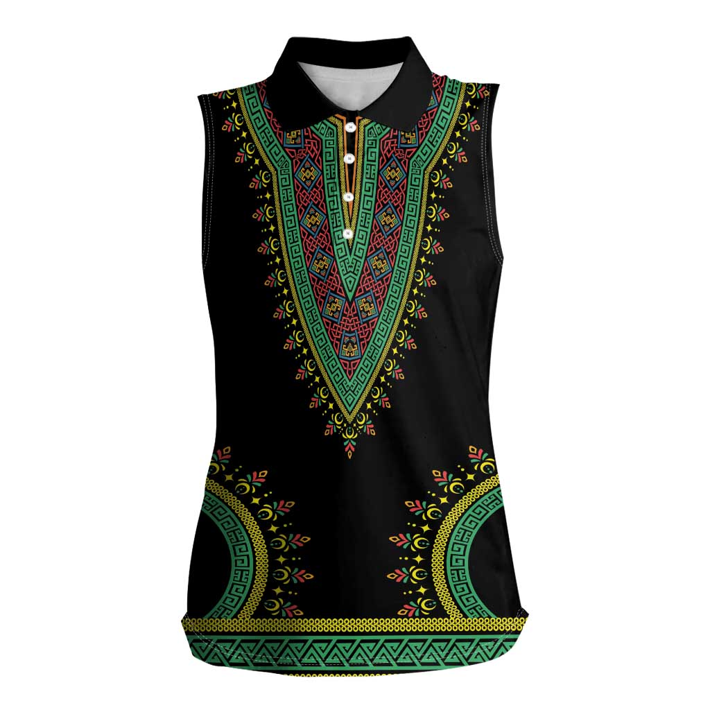 Liberia Coat of Arms Women Sleeveless Polo Shirt African Dashiki Style