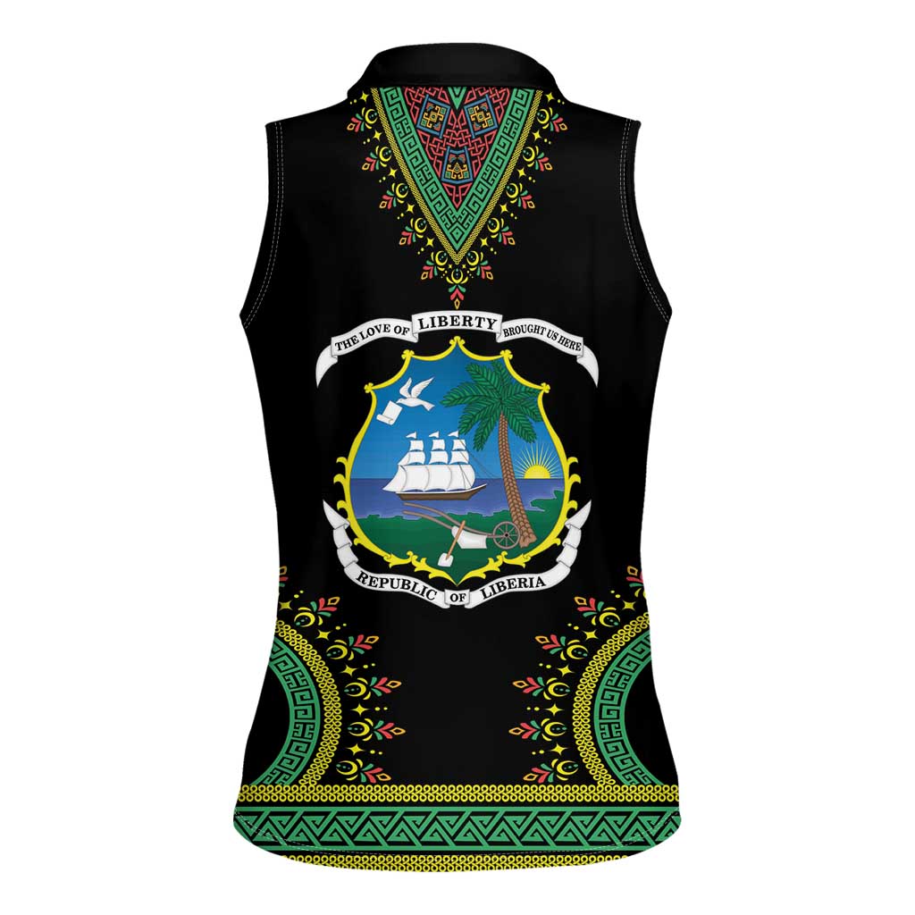 Liberia Coat of Arms Women Sleeveless Polo Shirt African Dashiki Style