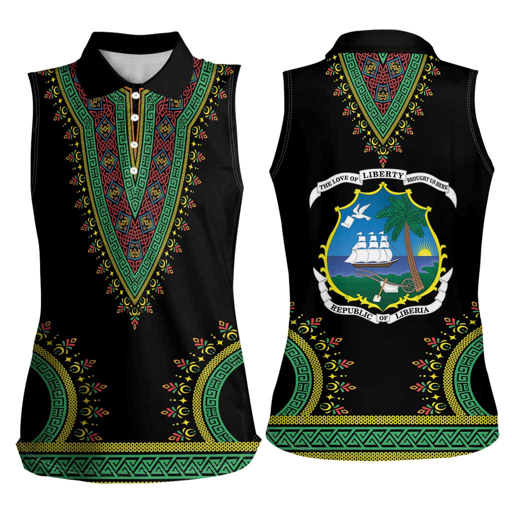 Liberia Coat of Arms Women Sleeveless Polo Shirt African Dashiki Style