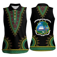 Liberia Coat of Arms Women Sleeveless Polo Shirt African Dashiki Style