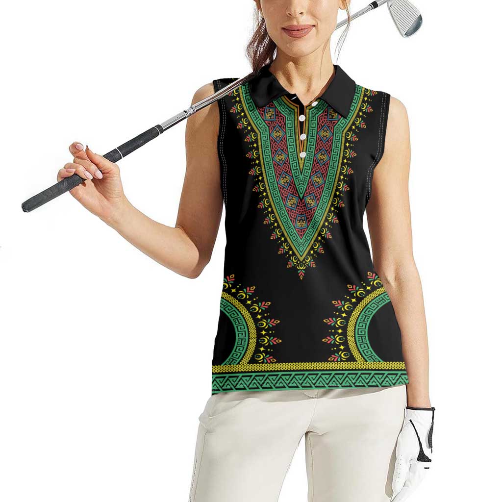 Liberia Coat of Arms Women Sleeveless Polo Shirt African Dashiki Style