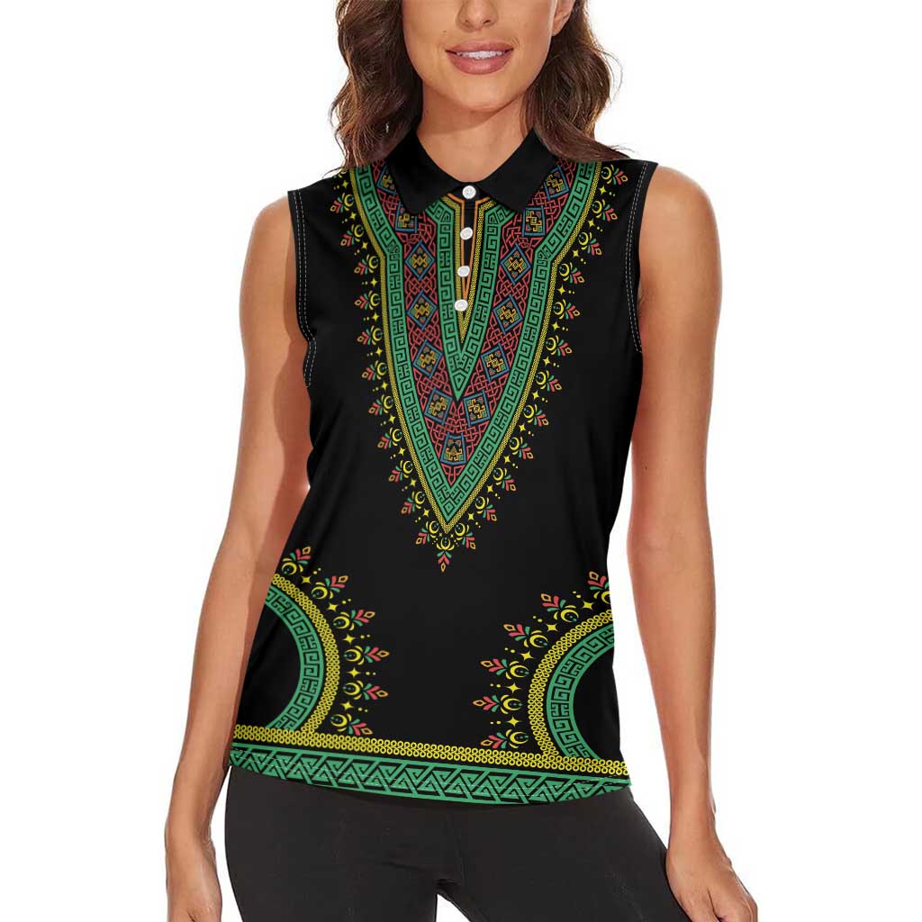 Liberia Coat of Arms Women Sleeveless Polo Shirt African Dashiki Style