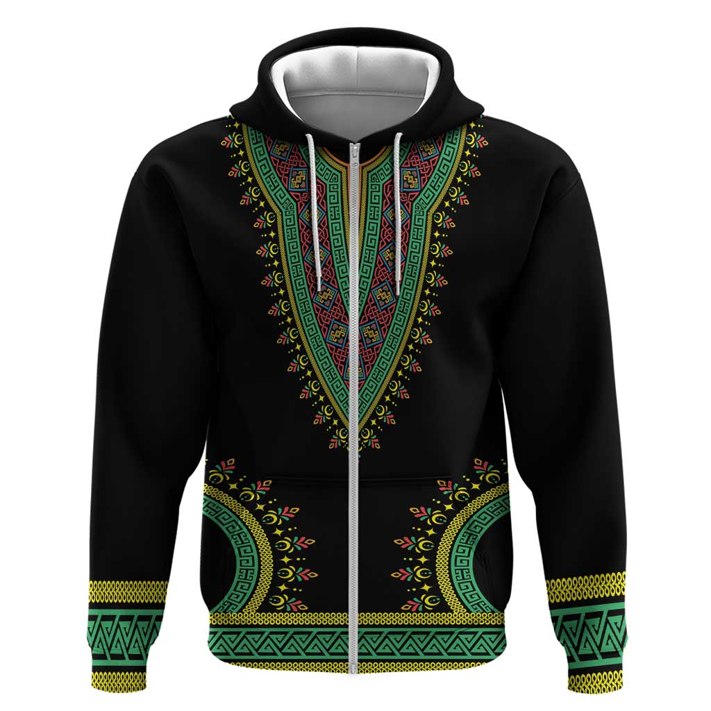Liberia Coat of Arms Zip Hoodie African Dashiki Style