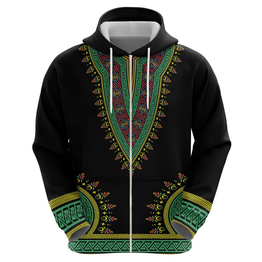 Liberia Coat of Arms Zip Hoodie African Dashiki Style